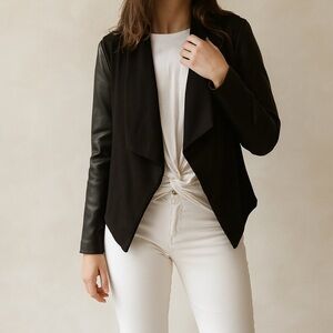 G by Giuliana Black Faux Leather Sleeves Jacket Size Medium